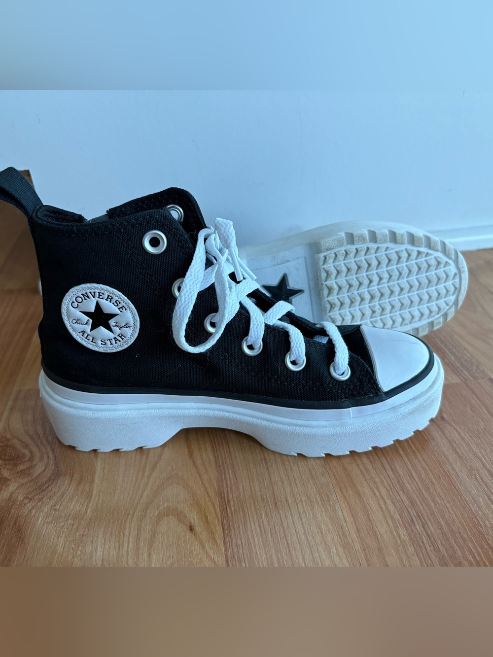Converse Black and White Kids' High-Top Platform Sneakers
